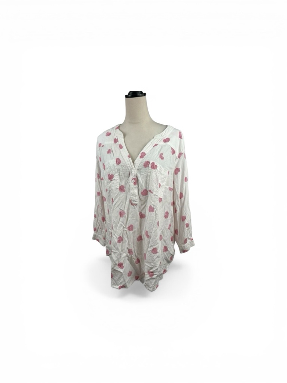 Torrid Harper White Top with Pink Heart Stripe Print size 1-1X/14-16
